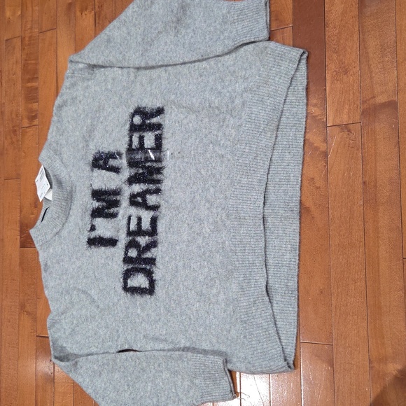 H&M Sweaters - H&M Gray Oversized Sweater with Black Text "I'M A DREAMER"